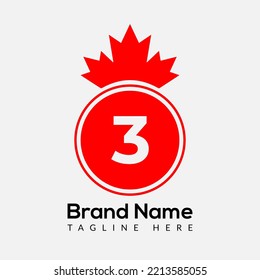 Ahornleder auf Letter 3 Logo-Design-Vorlage. Kanadisches Firmenlogo, Geschäftszeichen und Firmenidentität.