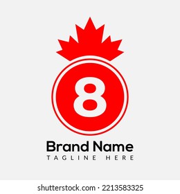 Maple Leaf On Letter 8 Logo Design Template. Canadian Business Logo, business, and company identity.