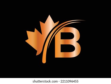 Maple Leaf On Letter B Logo Design Template. Canadian Business Logo, business, and company identity.