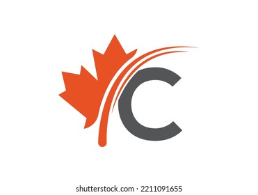 Maple Leaf On Letter C Logo Design Template. Canadian Business Logo, business, and company identity.
