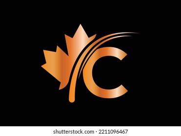 Maple Leaf On Letter C Logo Design Template. Canadian Business Logo, business, and company identity.