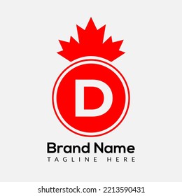 Maple Leaf On Letter D Logo Design Template. Canadian Business Logo, business, and company identity.