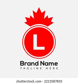Plantilla De Diseño De Logotipo De Hoja De Maple En Letra L. Logotipo comercial, negocios e identidad de la empresa de Canadá.