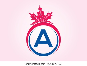 Hoja De Maple En La Letra Una Plantilla De Diseño De Logotipo. Logotipo comercial, empresa e identidad de la empresa de Canadá
