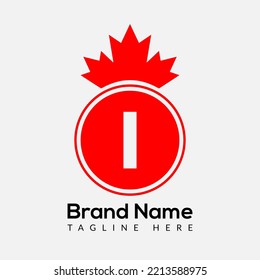 Maple Leaf On Letter I Logo Design Template. Canadian Business Logo, business, and company identity.