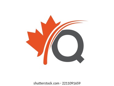 Maple Leaf On Letter Q Logo Design Template. Canadian Business Logo, business, and company identity.
