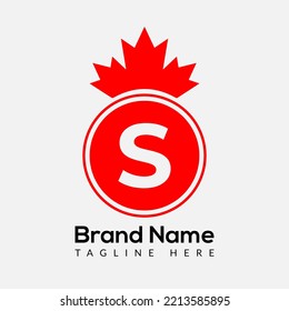 Maple Leaf On Letter S Logo Design Template. Canadian Business Logo, business, and company identity.