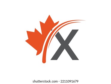 Maple Leaf On Letter X Logo Design Template. Canadian Business Logo, business, and company identity.
