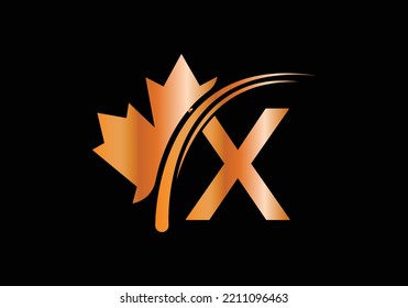 Maple Leaf On Letter X Logo Design Template. Canadian Business Logo, business, and company identity.
