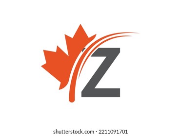Maple Leaf On Letter Z Logo Design Template. Canadian Business Logo, business, and company identity.
