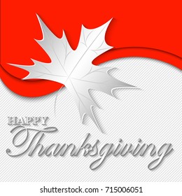 Maple leaf on original background. Vector illustration for Thanksgiving in Canada. Wallpaper, banner, greeting card or poster, paper cut out style.