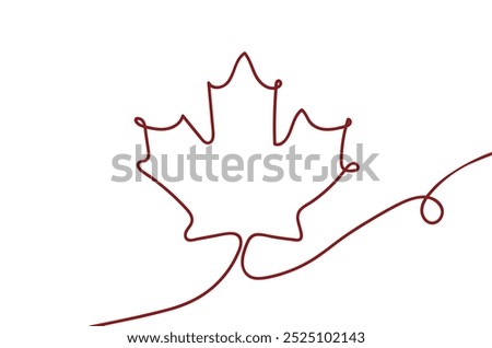 Maple leaf One line drawing isolated on transparent background, Autumn Maple Leaf, Canada Day Continuous Line Drawing  Elements, Virginia Creeper Maple Leaf Continuous Line. Vector illustration