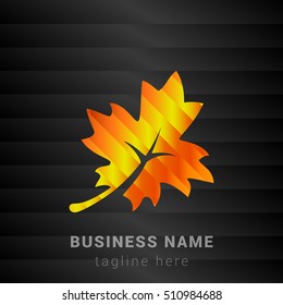 Maple Leaf Orange, Yellow and Black silk fashion premium icon / Logo