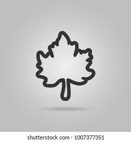 Maple Leaf. Outlne vector icon on grey background