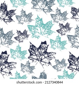 Maple leaf paint watercolor. Background colorful with stamp imprint green leaves, for postcard, board, banner, greeting card, invitation,holiday, wallpaper, cloth, autumn maple.