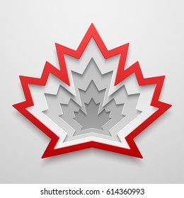 Maple leaf paper art shape. Canadian symbol vector illustration. Concept design for cards, posters, flyers, stickers.