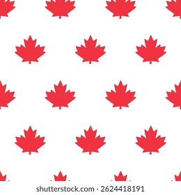 Maple leaf pattern. Hand drawn vector illustration. Flat design on white background.