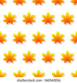 Maple leaf pattern seamless texture with isolated elements. Vector illustration, wallpaper with autumn leaves textile, wrapper for your projects.