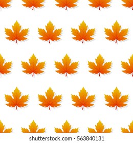 Maple leaf pattern seamless texture with isolated elements. Vector illustration, wallpaper with autumn leaves textile, wrapper for your projects.