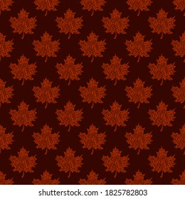 Maple leaf pattern. Vector seamless texture in doodle style. Thanksgiving day. Autumn symbol. For fabric, decorative paper, invitations, textiles.