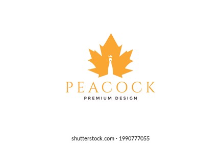 maple leaf with peacock logo symbol vector icon illustration graphic design