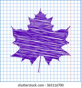 Maple leaf with pen and school paper effect 
