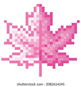 Maple leaf pixel art. Vector illustration.