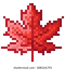 Maple Leaf Pixel Art. Pixel Vector, Autumn Leaves.