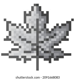 Maple leaf pixel art. Vector illustration.