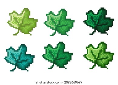 Maple leaf pixel art. Vector illustration.