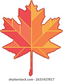 Maple leaf pixel art. Ilustração vetorial.