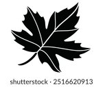 Maple leaf plant element - vector silhouette image for stencil, logo or pictogram. Maple leaf for sign, icon or stencil