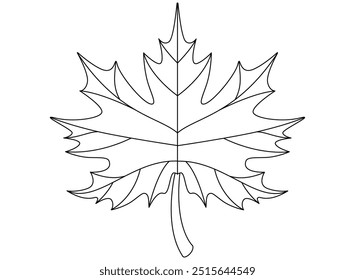 Maple leaf. plant element - vector linear picture for coloring. Outline. Maple leaf for sign, logo or coloring book