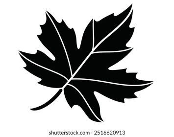 Maple leaf plant element - vector silhouette image for stencil, logo or pictogram. Maple leaf for sign, icon or stencil