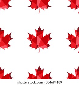 Maple leaf polygonal seamless colorful pattern.