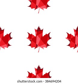 Maple leaf polygonal seamless colorful pattern.