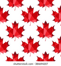 Maple leaf polygonal seamless colorful pattern.