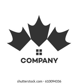 Maple leaf and real estate logo