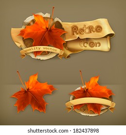 Maple leaf, retro vector icon