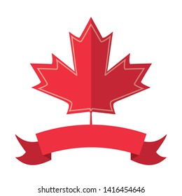 maple leaf ribbon happy canada day vector illustration  