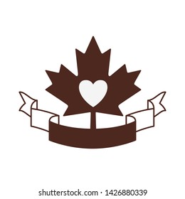 Maple leaf ribbon heart and Canada design