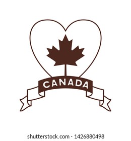 Maple leaf ribbon heart and Canada design