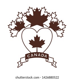 Maple leaf ribbon heart and Canada design