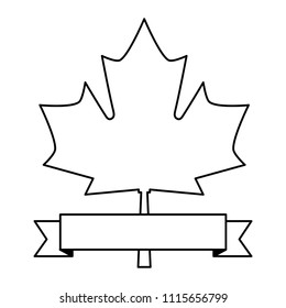 maple leaf with ribbon isolated icon