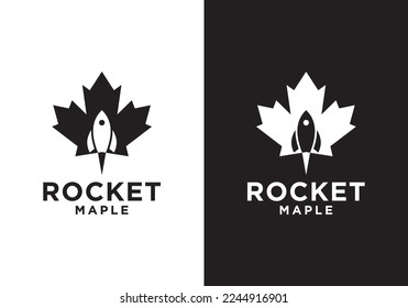 maple leaf with rocket logo design vector illustration