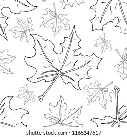 Maple leaf seamless pattern. Vector illustration of a seamless maple leaf pattern. Hand drawn maple leaf.