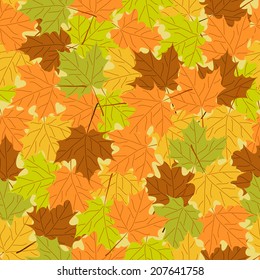 Maple leaf seamless pattern, vector seamless background: autumn maple leaves, vector seamless pattern with leaf, bright autumn background, vintage template, fall leaf theme, vector  illustration