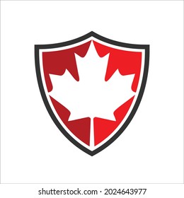Ahornblatt mit Schild für das Symbol von Kanada.