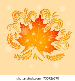 Maple leaf shiny background.
