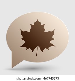 Maple leaf sign. Brown gradient icon on bubble with shadow.